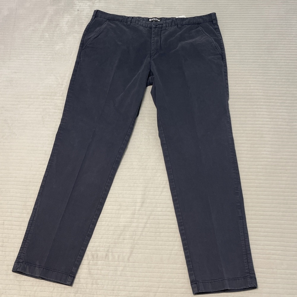 Barbour Pants Blue Trousers Men's Size 42x30 Dress Cuffed Pleated
